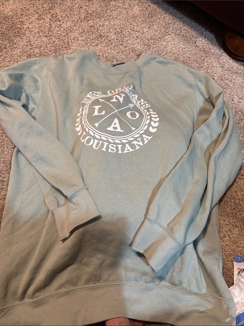 MV Sport Sage Green Crewneck Sweater with Louisiana Crest